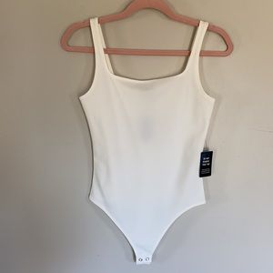 Express Square Neck Bodysuit - Cream - XS